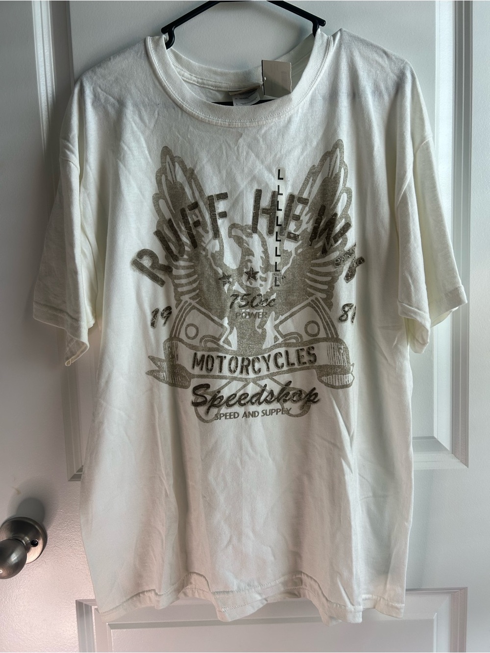 Ruff Hewn White Short-Sleeve Motorcycle Graphic Tee